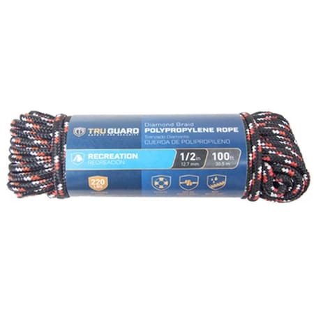 Mibro Group 0.5 x 100 ft. Tru-Guard Diamond Braided Polypropylene Rope; Assorted Colors 231559